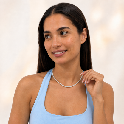 Round (F/VS) Lab Grown Diamond Prong 14K Yellow Gold Classic Eternity Tennis Necklace
