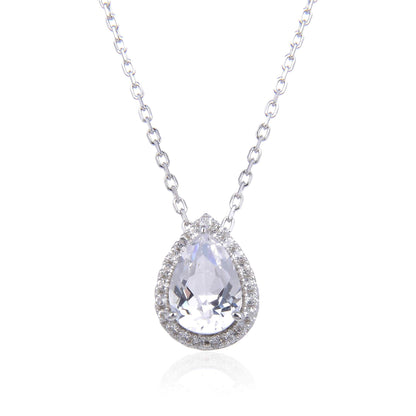 White Topaz Teardrop Necklace