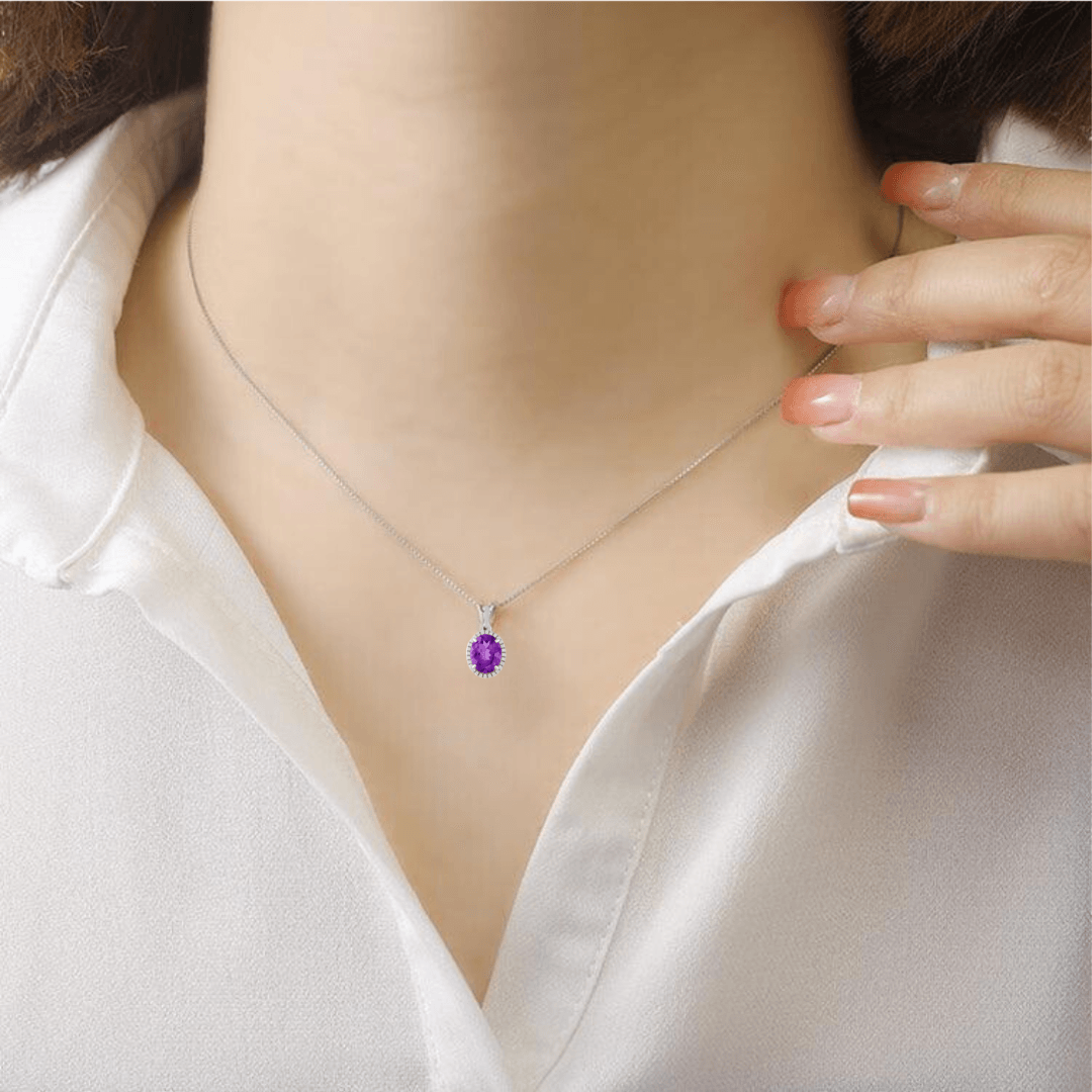 Purple Amethyst Pendant Necklace