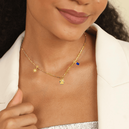 Paw Charm Necklace 18K Gold Over Silver