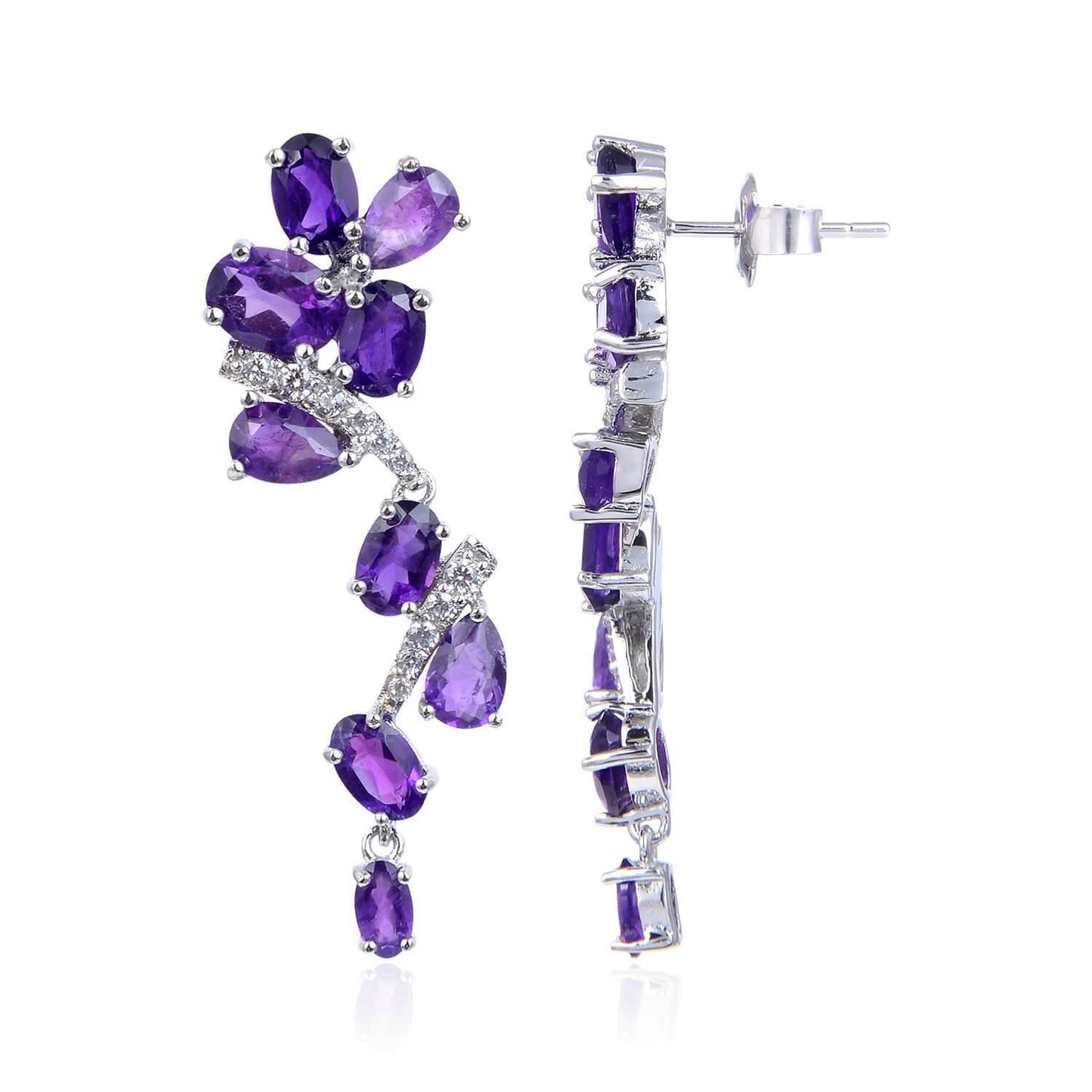 Natural Amethyst Leaf Dangling Earrings
