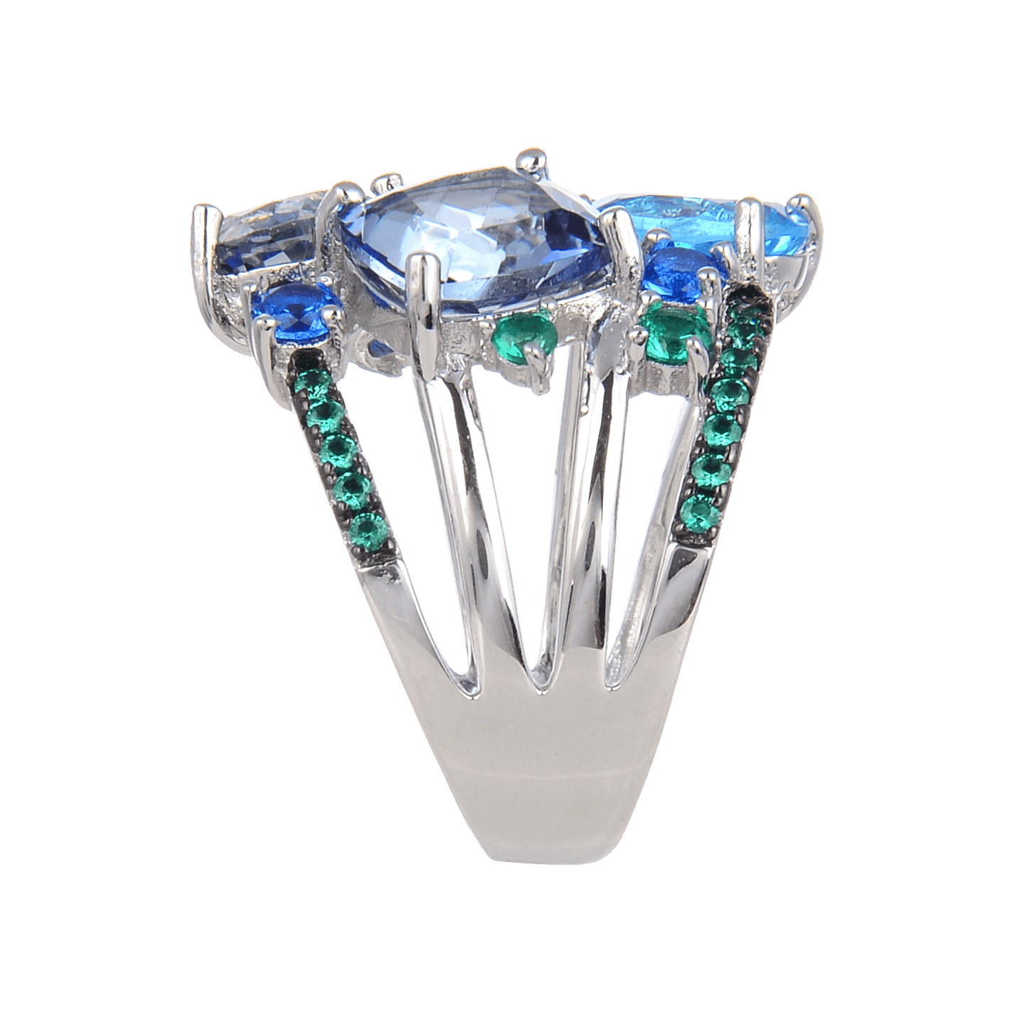 Mystic Quartz and Blue Topaz Statement Ring