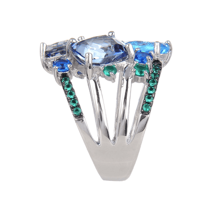 Mystic Quartz and Blue Topaz Statement Ring