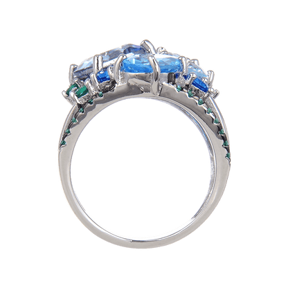 Mystic Quartz and Blue Topaz Statement Ring