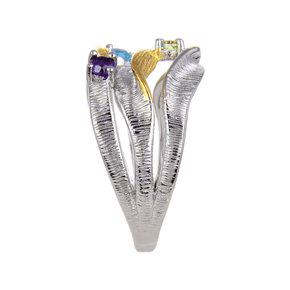 Multi Color Gold-Plated Statement Ring