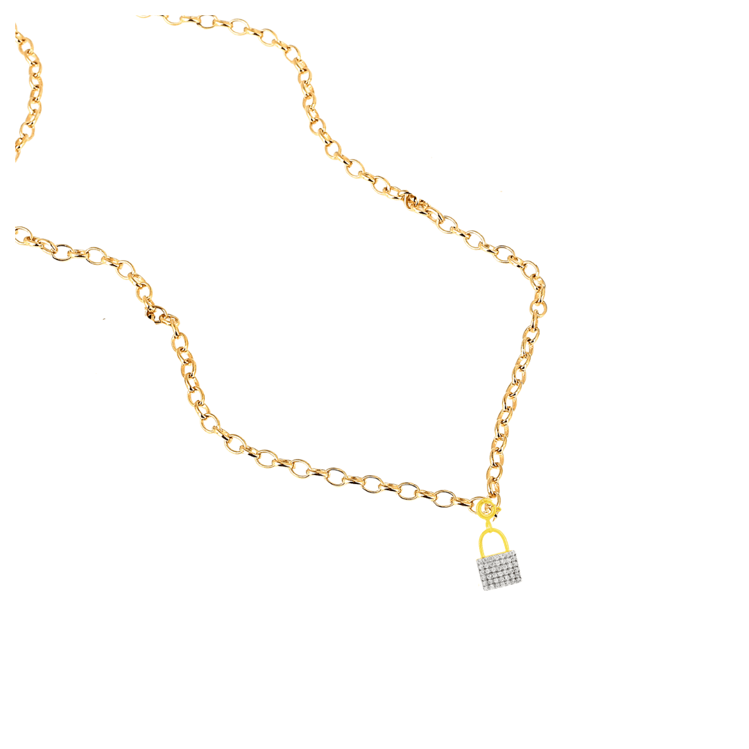 Cluster Padlock White Sapphire Charm Pendant Only