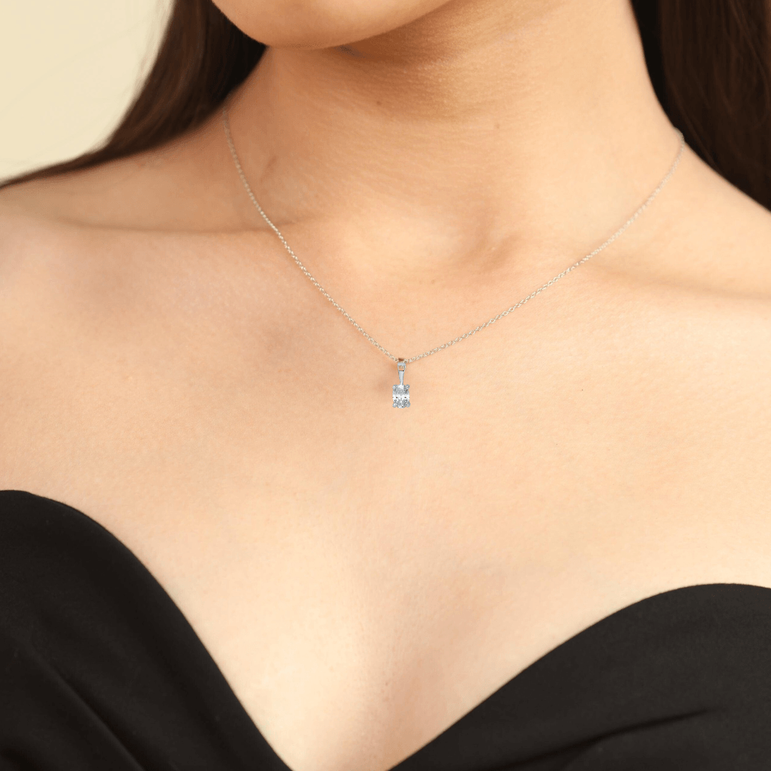14K White Gold Lab Grown Diamond Oval Solitaire Pendant