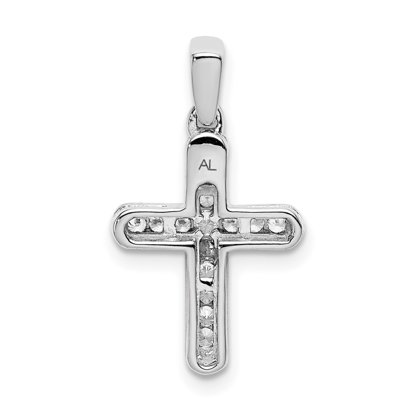 14k White Gold 1/6 carat Lab Grown Diamon Latin Cross Pendant