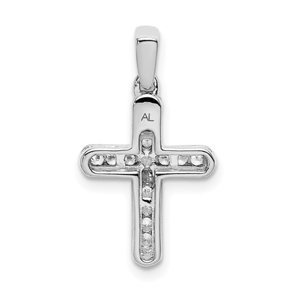 14k White Gold 1/6 carat Lab Grown Diamon Latin Cross Pendant