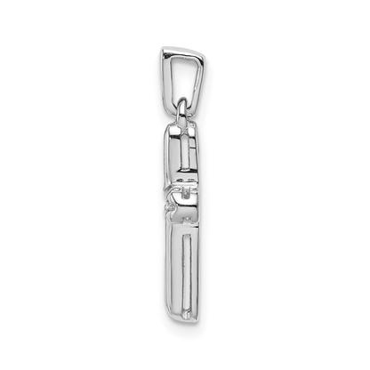 14k White Gold 1/6 carat Lab Grown Diamon Latin Cross Pendant