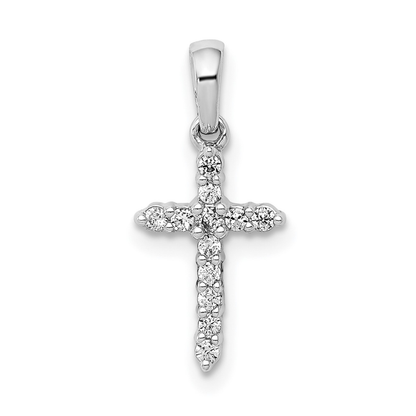 14k White Gold 1/10 carat Lab Grown Diamond Cross Pendant