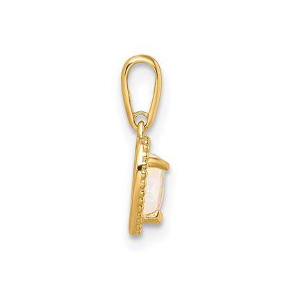 14k Yellow Gold Lab Created Opal Heart Pendant