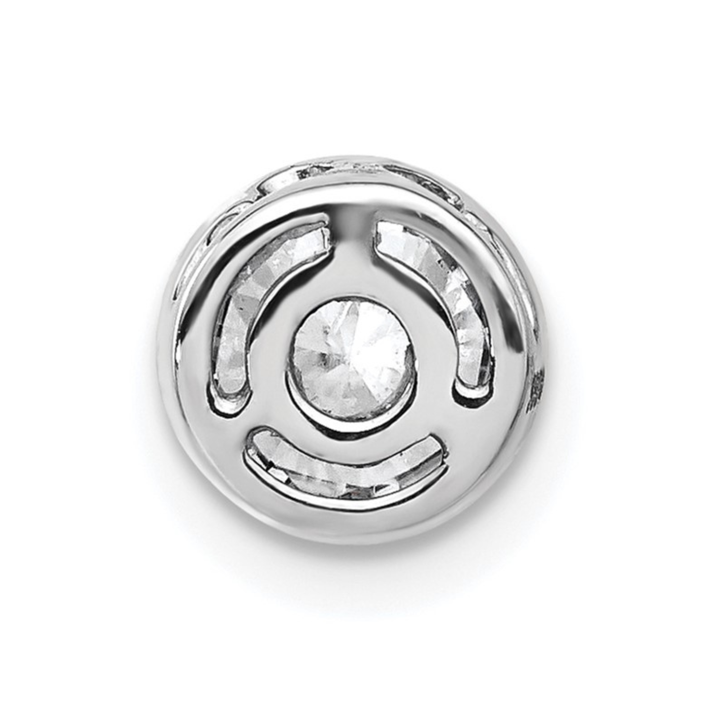14k White Gold Round Lab Grown Diamond Bezel Chain Slide Pendant 1 ct
