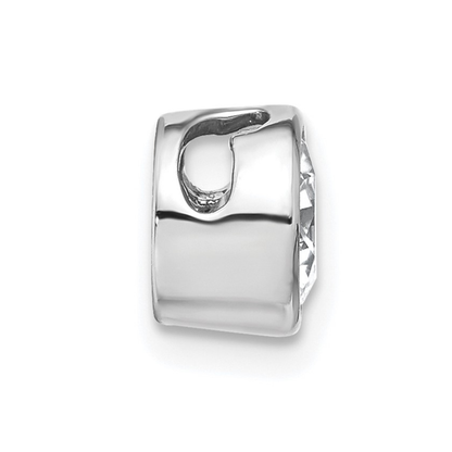 14k White Gold Round Lab Grown Diamond Bezel Chain Slide Pendant 1 ct