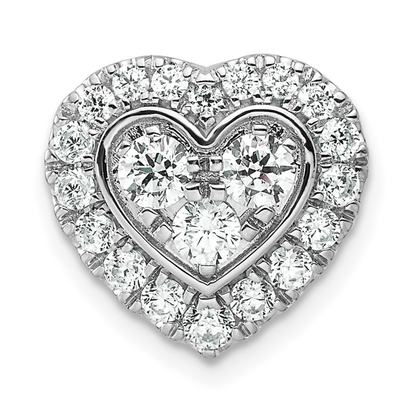 Lab Grown Diamond Halo Heart Chain Slide Pendant 14k Gold