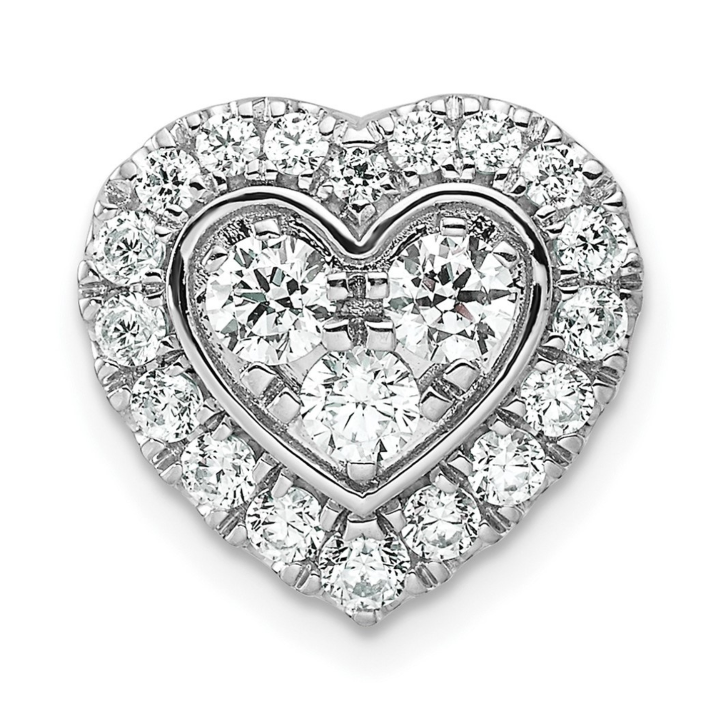 Lab Grown Diamond Halo Heart Chain Slide Pendant 14k Gold