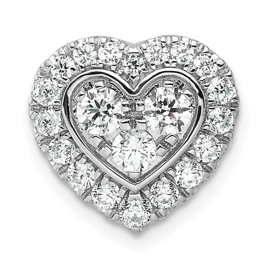 Lab Grown Diamond Halo Heart Chain Slide Pendant 14k Gold