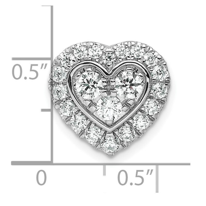 Lab Grown Diamond Halo Heart Chain Slide Pendant 14k Gold