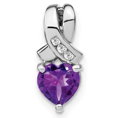Sterling Silver Gemstones and Diamond Heart Pendant