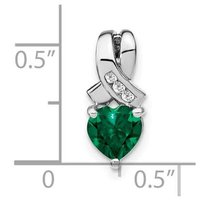 Sterling Silver Gemstones and Diamond Heart Pendant