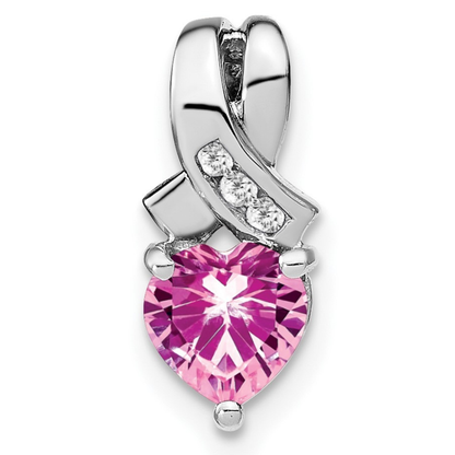 Sterling Silver Gemstones and Diamond Heart Pendant