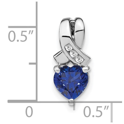 Sterling Silver Gemstones and Diamond Heart Pendant