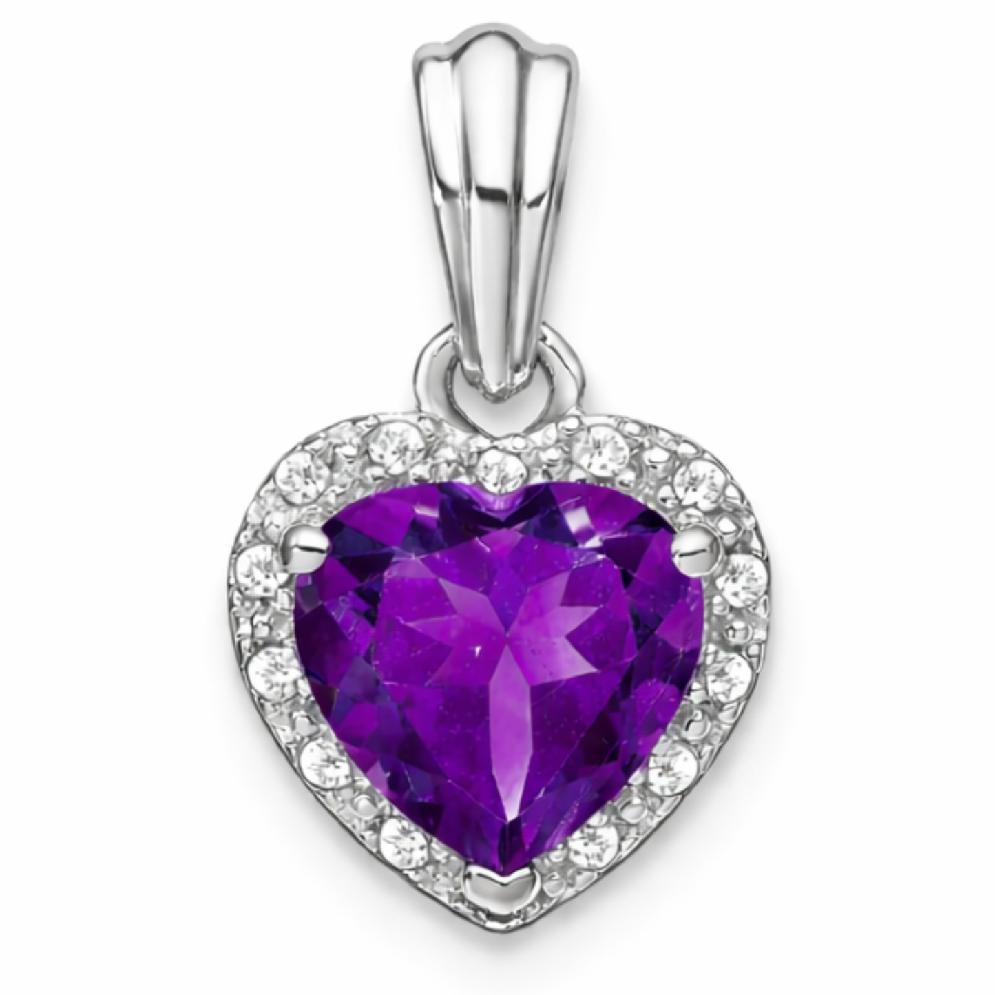 Heart Gemstone and Diamond Halo Pendant