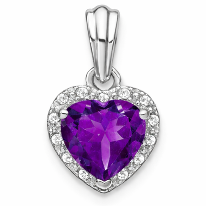 Heart Gemstone and Diamond Halo Pendant