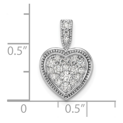 14k White Gold Lab Diamond Cluster Heart Pendant