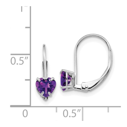 14k Gold Heart Gemstone Leverback Earrings