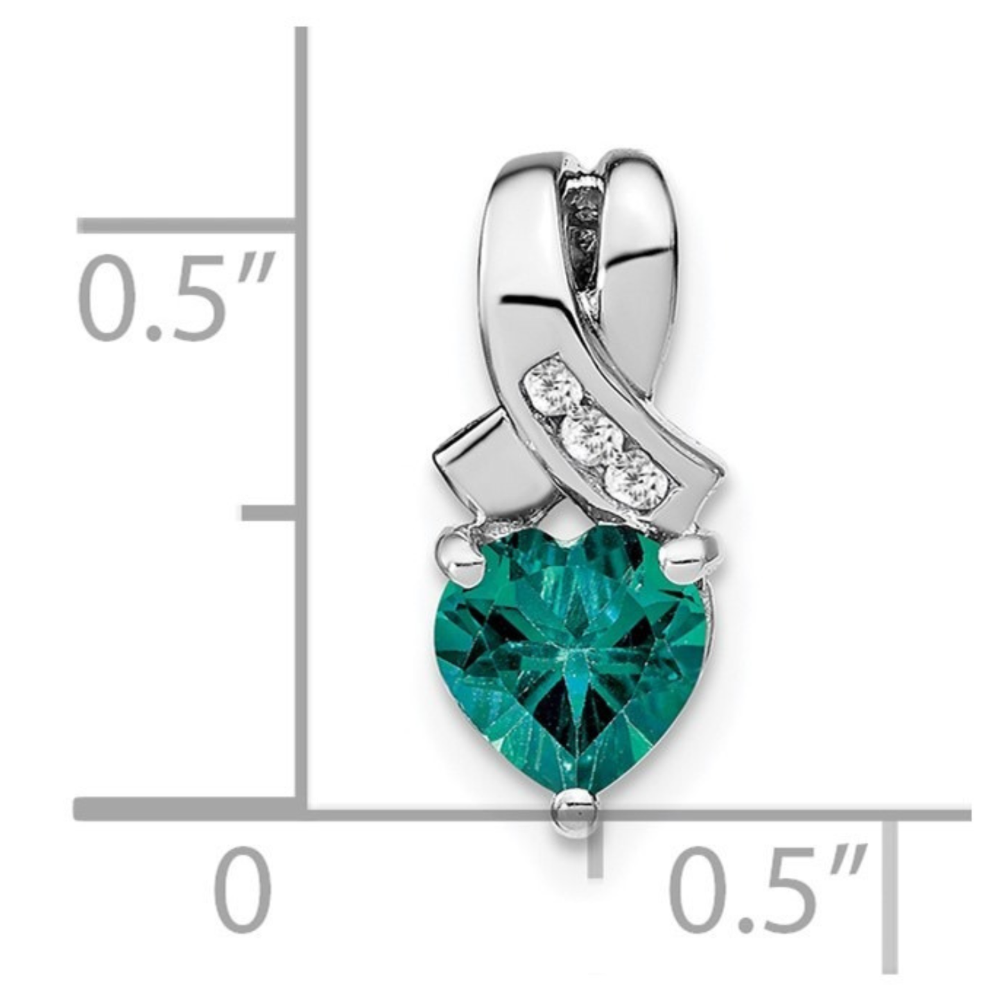 Sterling Silver Gemstones and Diamond Heart Pendant