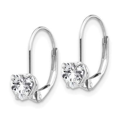 14k Gold Heart Gemstone Leverback Earrings