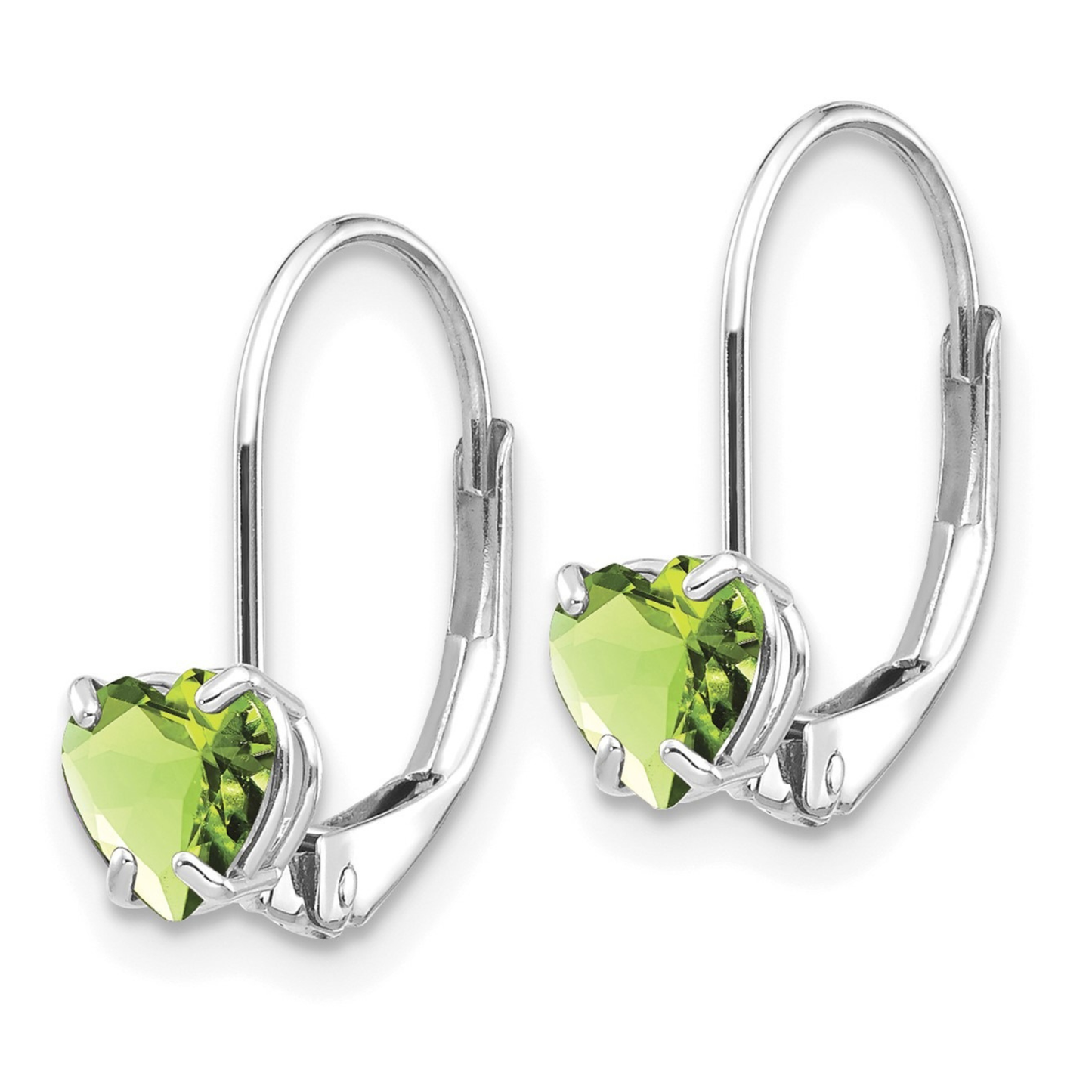 14k Gold Heart Gemstone Leverback Earrings