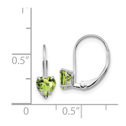 14k Gold Heart Gemstone Leverback Earrings