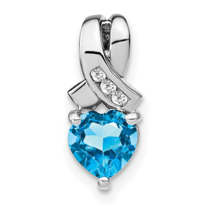 Sterling Silver Gemstones and Diamond Heart Pendant