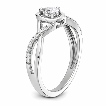 14k White Gold Pear Diamond Pave Engagement Ring