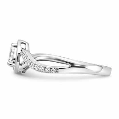 14k White Gold Pear Diamond Pave Engagement Ring