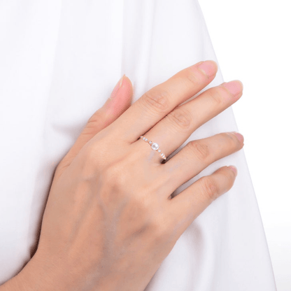 Fresh Water Round White Pearl Rose Gold Plated Silver Half Eternity Ring