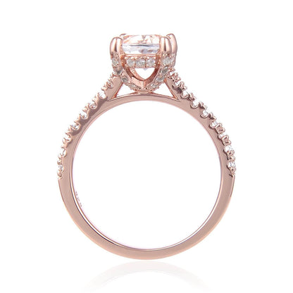 White Topaz Pave Engagement Ring in Rose Gold