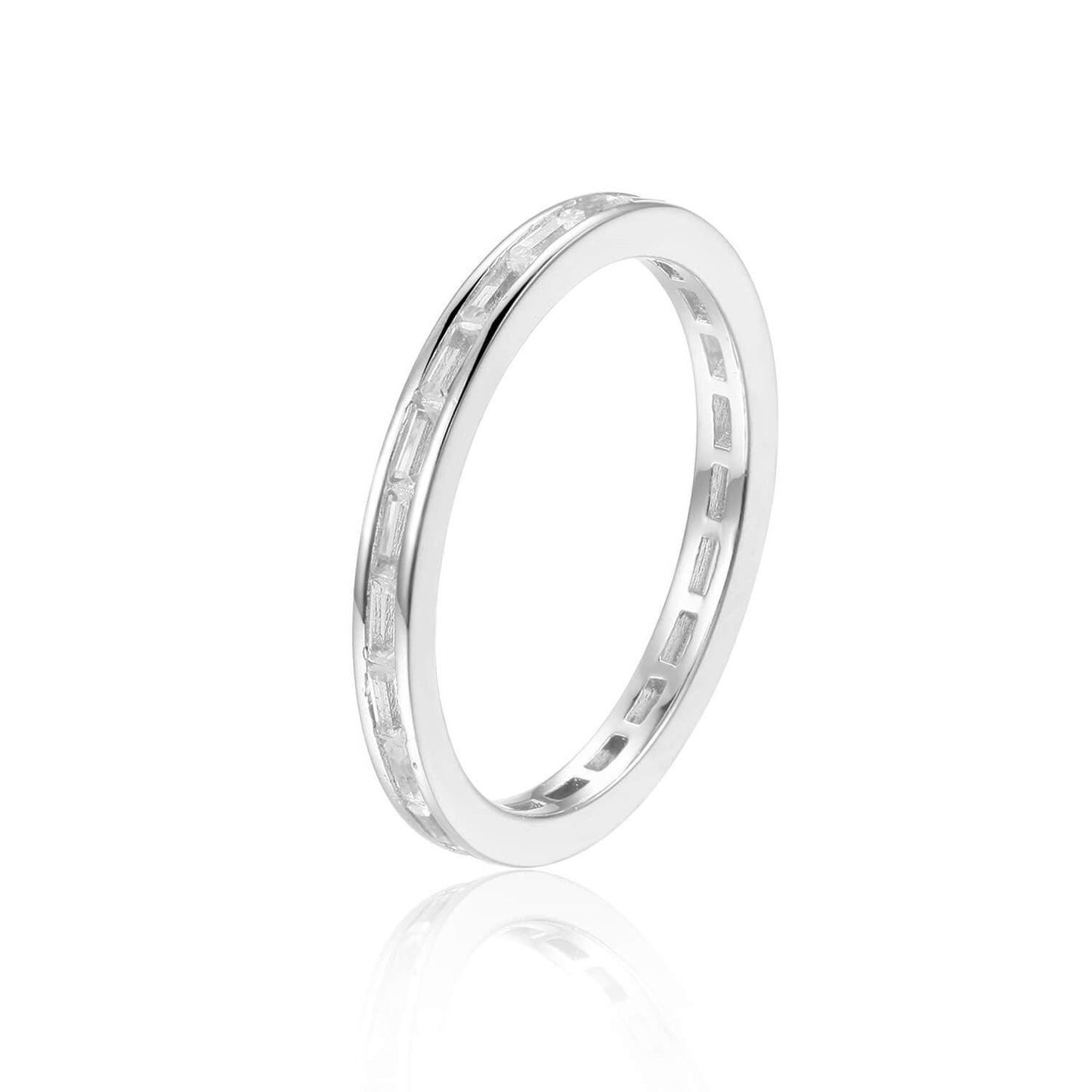 White Topaz Baguette Eternity Ring