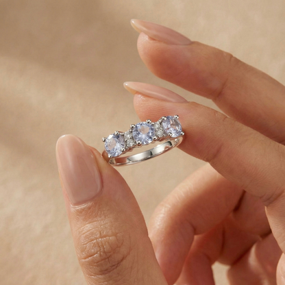 Aquamarine Three Stone Ring