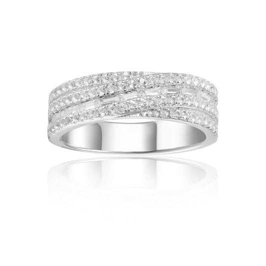 White Topaz Twisted Band Engagement Ring