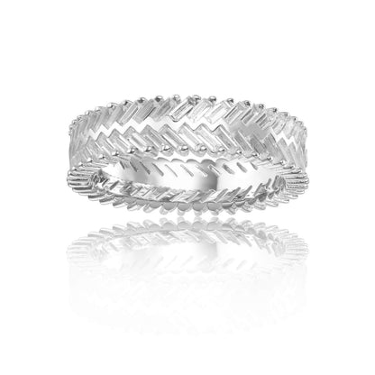 White Topaz Slanted Baguette Ring