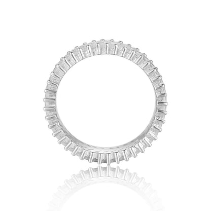 White Topaz Slanted Baguette Ring