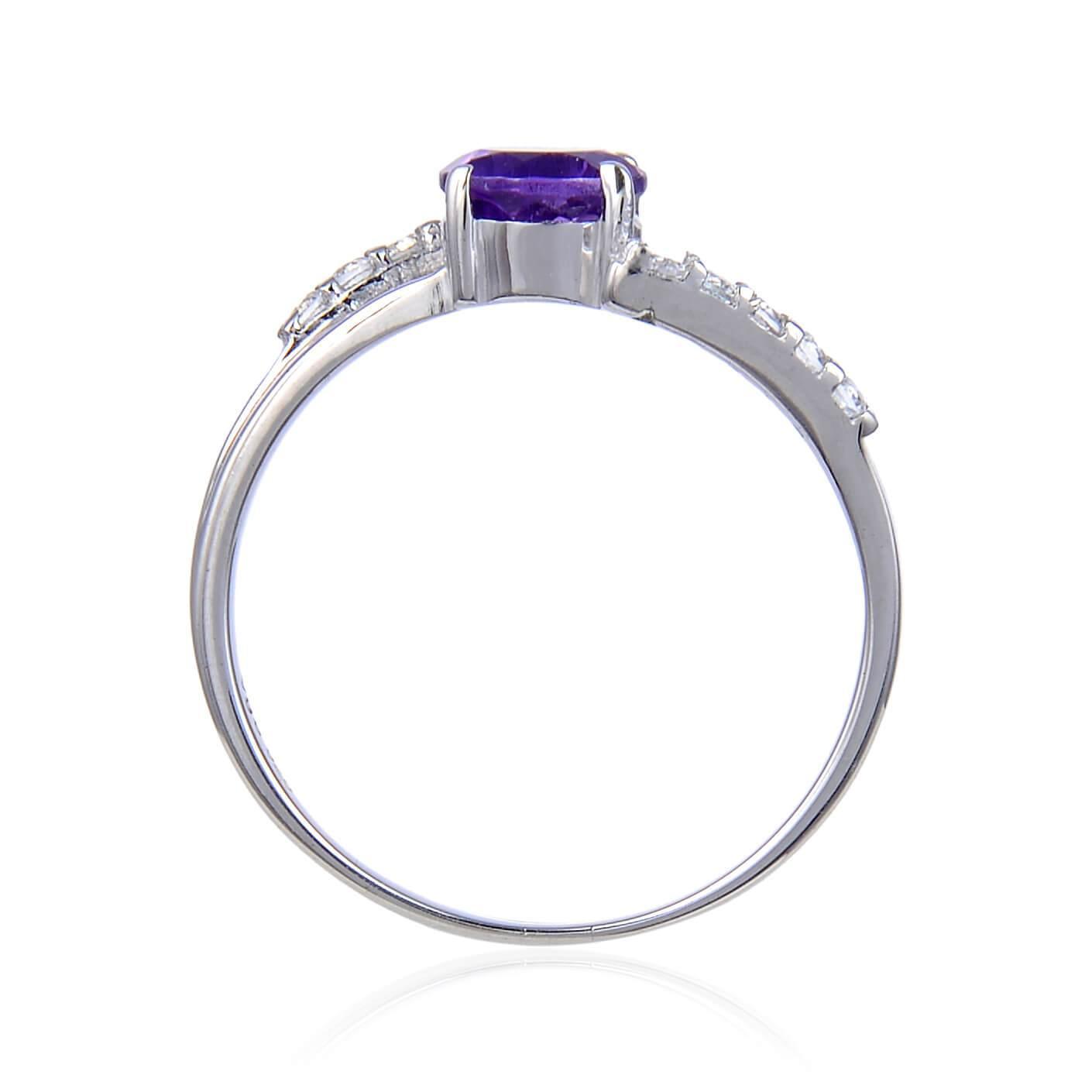 1.10 Ct Round Purple Amethyst and White Topaz Prong Silver Promise Ring