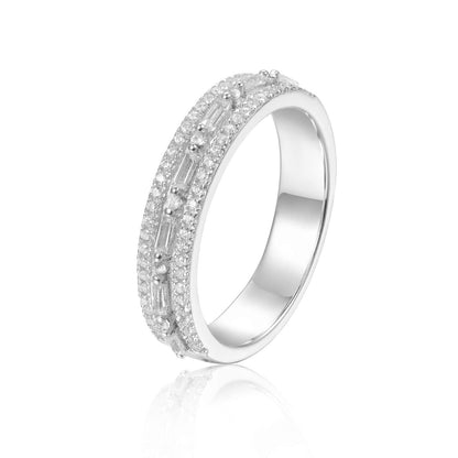 White Topaz Encrusted Baguette Ring