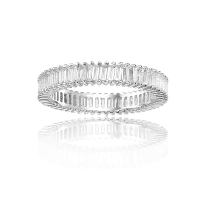 White Topaz Veritcal Baguette Eternity Ring