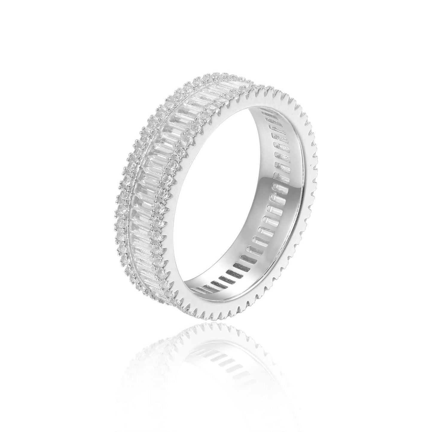 White Topaz Vertical Chunky Baguette Ring