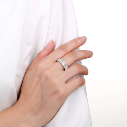 White Topaz Vertical Chunky Baguette Ring