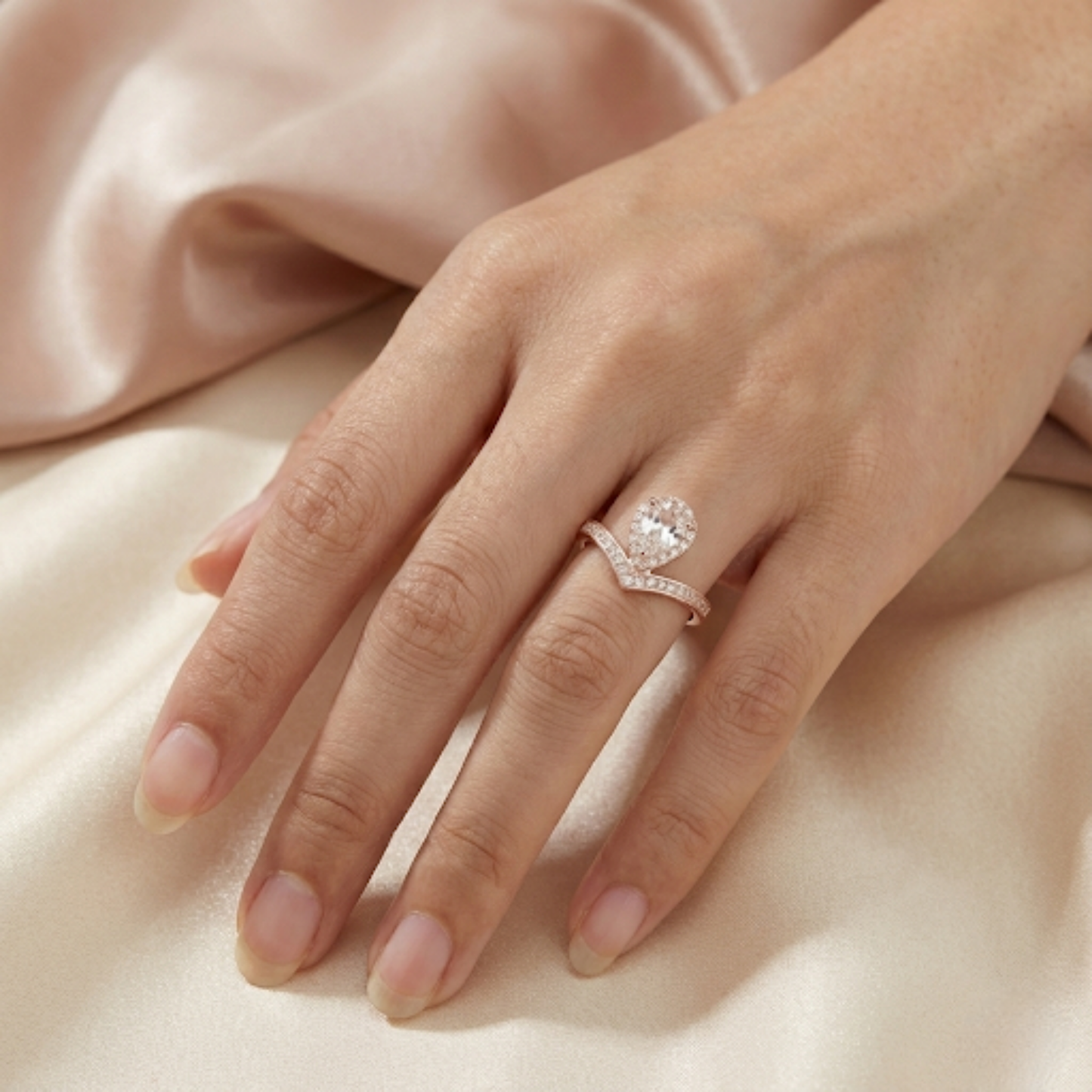 White Topaz Teardrop Ring